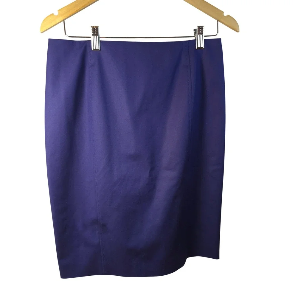 Worth New York Blue Zip Front Jacket Pencil Skirt Set Womens 4 Career Structured